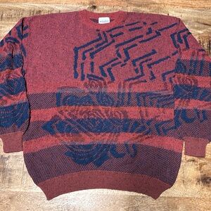 VINTAGE Maser Sweater Adult large Red Geometric Cotton Blend Austria (3)